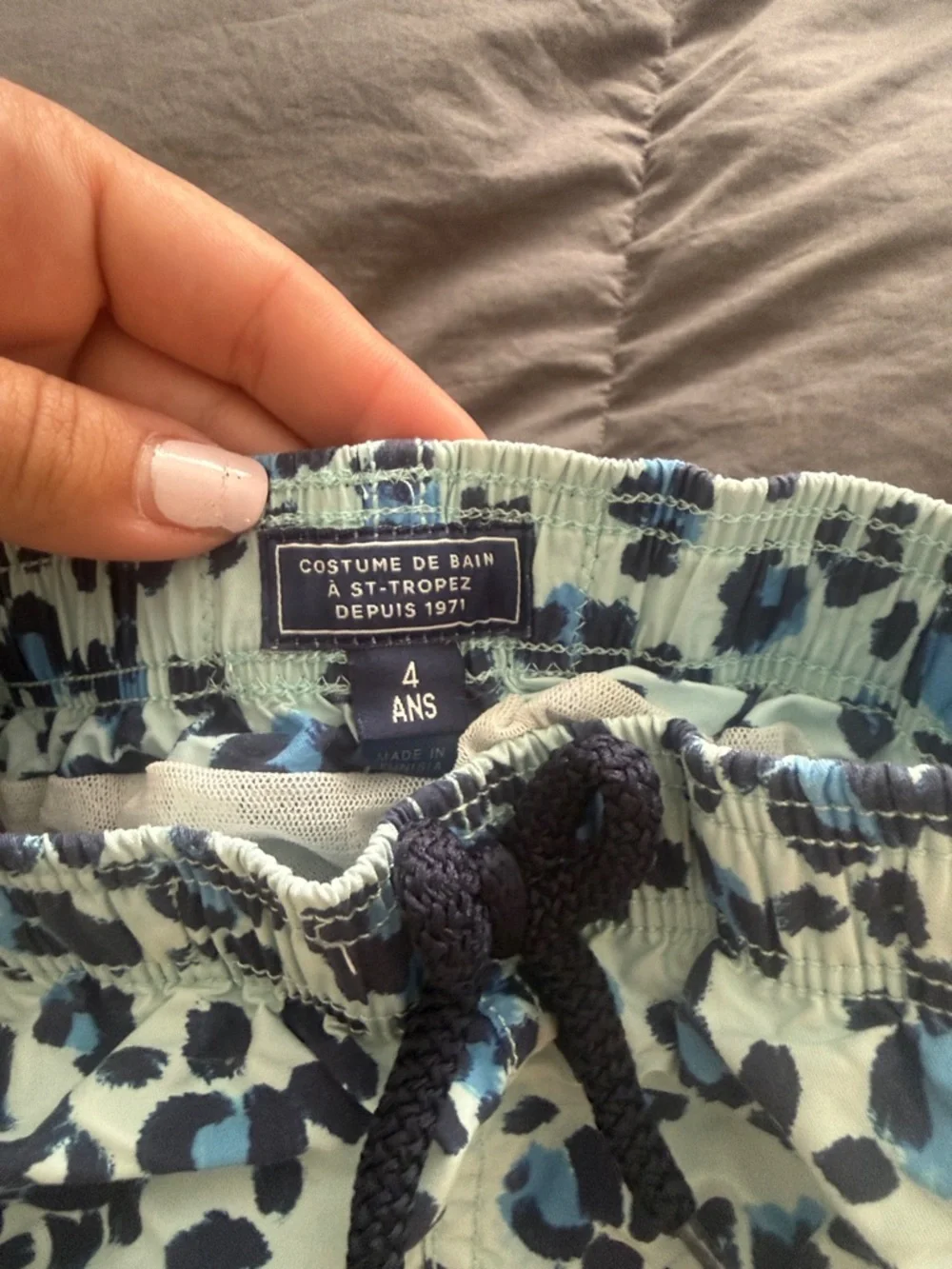Vilebrequin White Swim Shorts with Blue Leopard Print